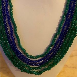 Vintage 6 strand lapis emerald necklace